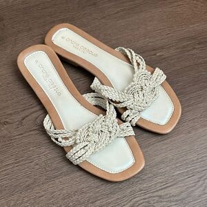 Andre Assous Women's Tan and Cream Braided Sandals